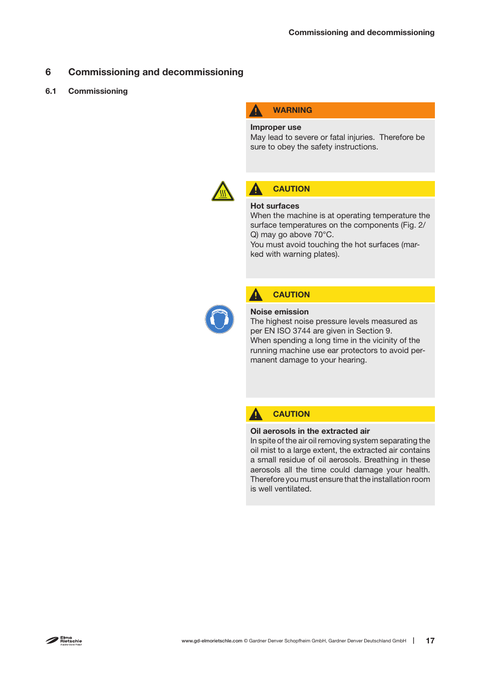 Elmo Rietschle V-VC 400/500/700/900/1100/1300 User Manual | Page 17 / 34