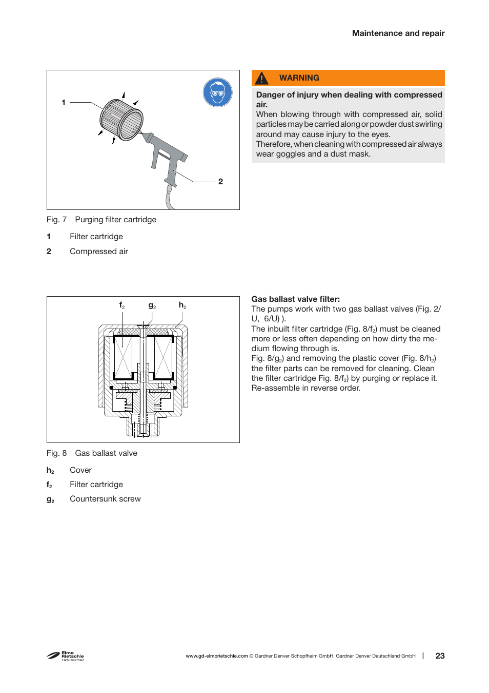 Elmo Rietschle V-VC 400/500/700/900/1100/1300 User Manual | Page 23 / 34