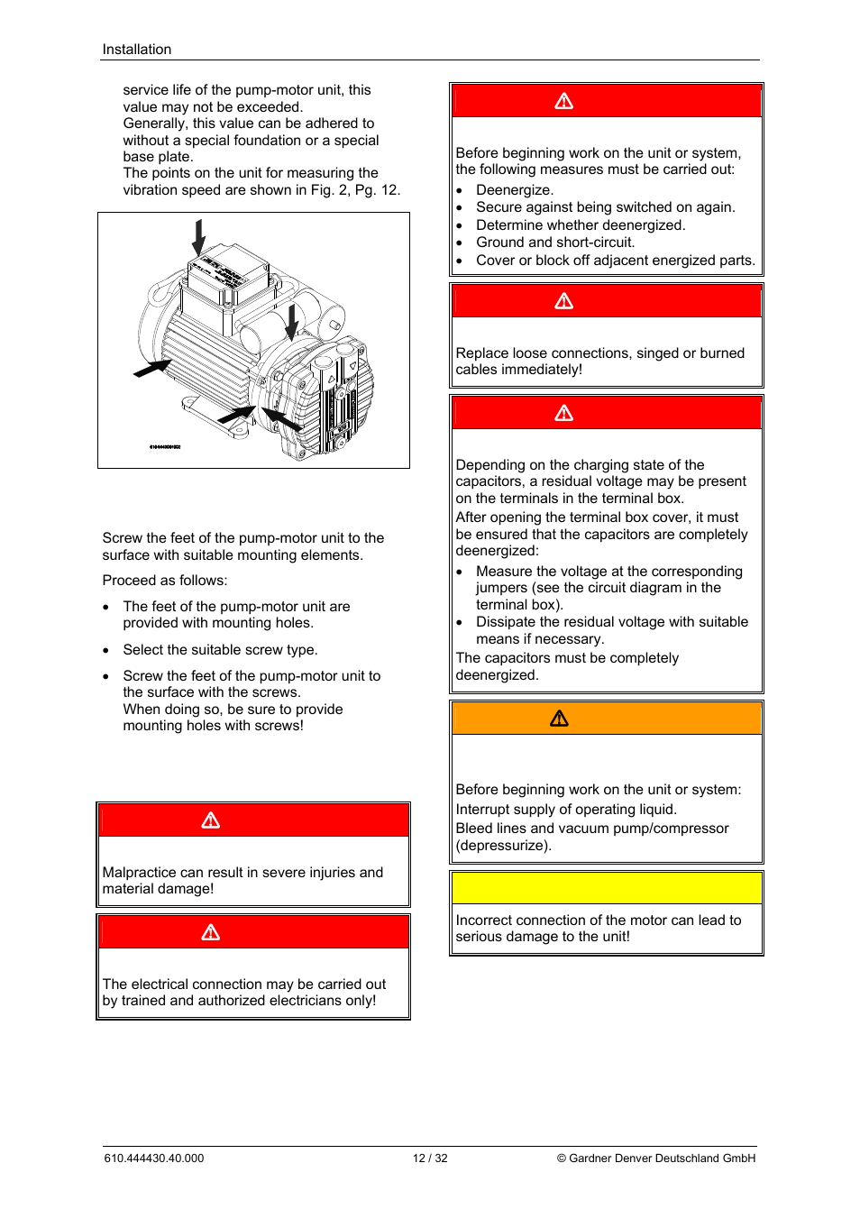 Danger, Warning, Caution | Elmo Rietschle L-BV3 User Manual | Page 12 / 32