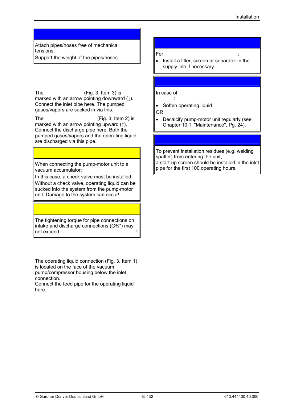 Notice, Caution | Elmo Rietschle L-BV3 User Manual | Page 15 / 32