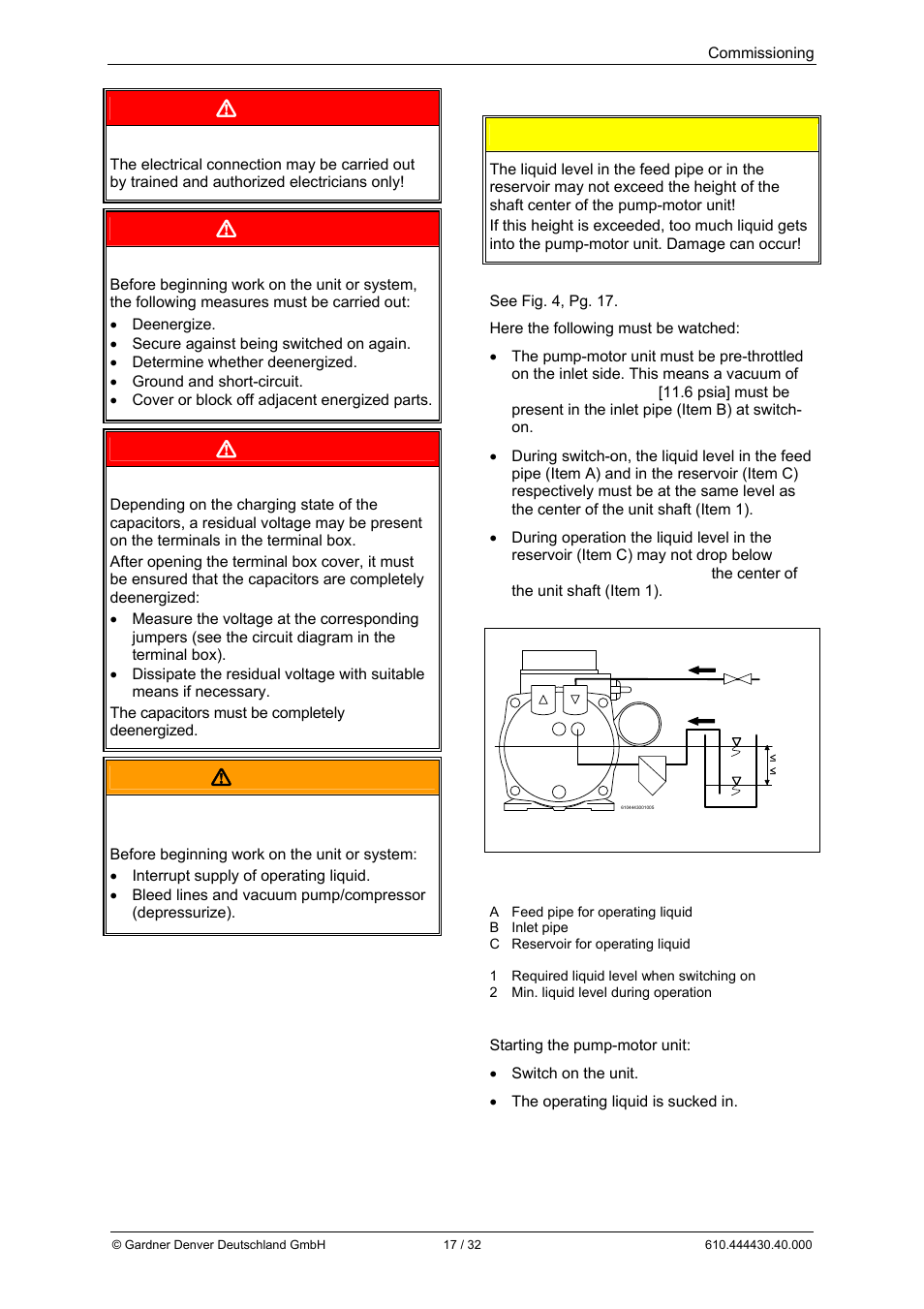 Danger, Warning, Caution | Elmo Rietschle L-BV3 User Manual | Page 17 / 32