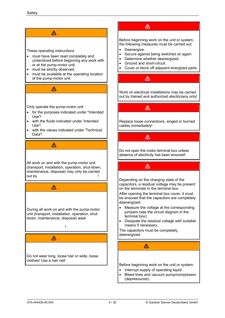 Warning, Danger | Elmo Rietschle L-BV3 User Manual | Page 4 / 32