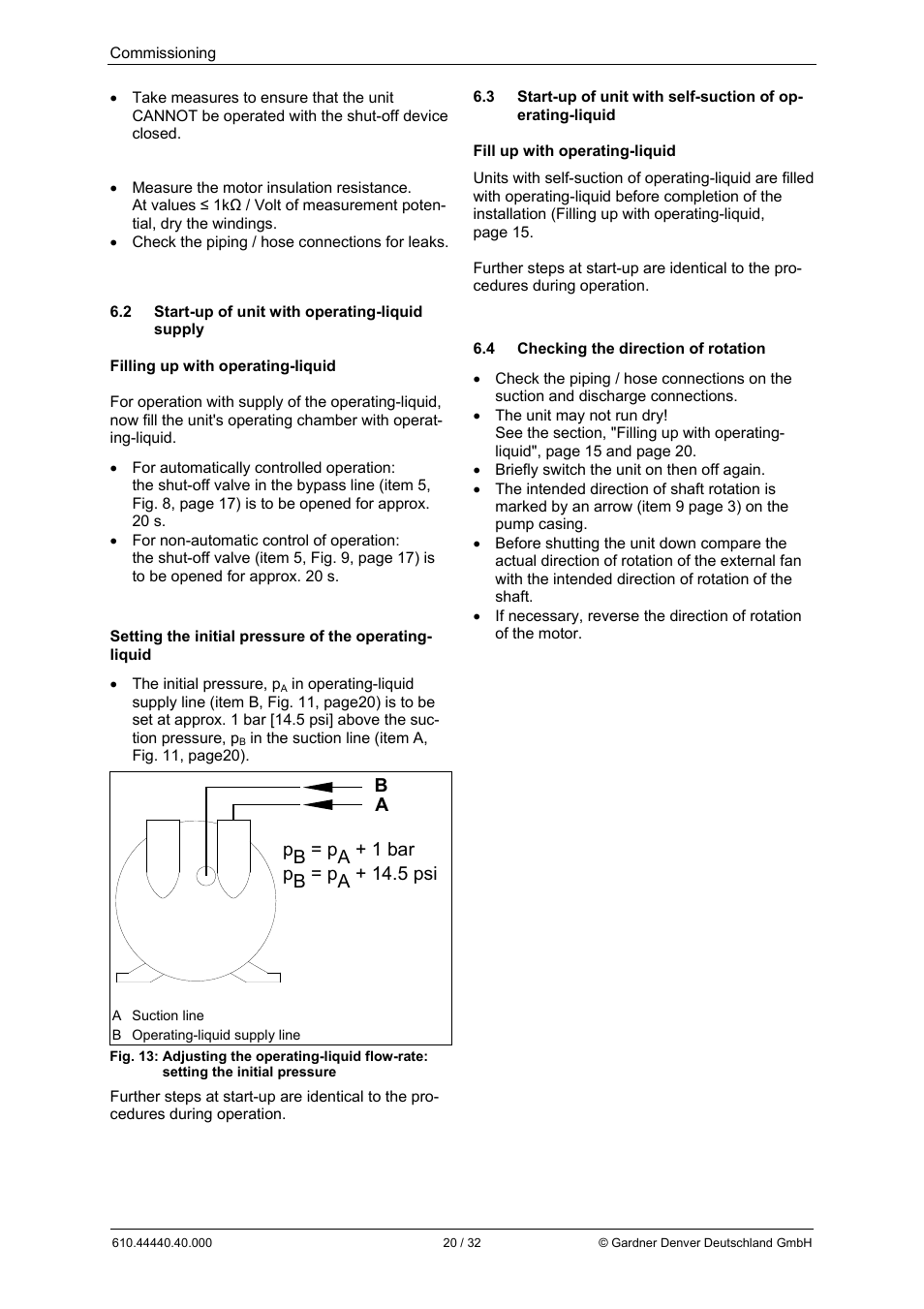 Ba pb = pa + 1 bar, Pb = pa + 14.5 psi | Elmo Rietschle L-BV5 Operating instructions User Manual | Page 20 / 32