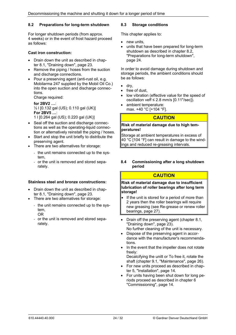 Caution | Elmo Rietschle L-BV5 Operating instructions User Manual | Page 24 / 32