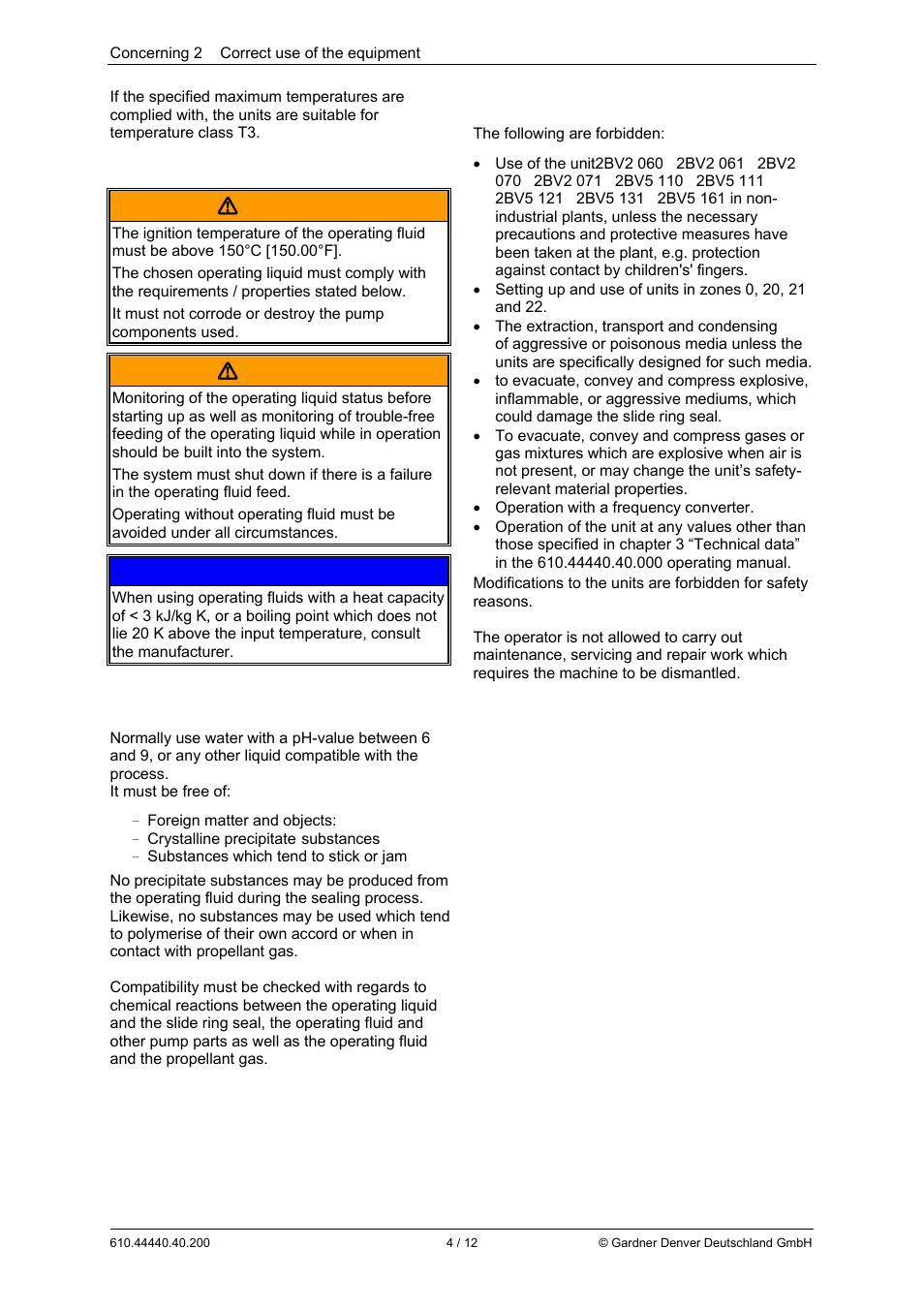 Warning | Elmo Rietschle L-BV5 Supplementary instructions User Manual | Page 4 / 12