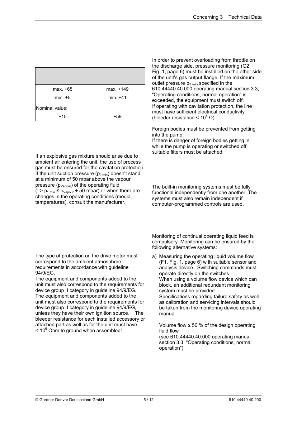 Concerning 3 technical data, Concerning 5 installation | Elmo Rietschle L-BV5 Supplementary instructions User Manual | Page 5 / 12