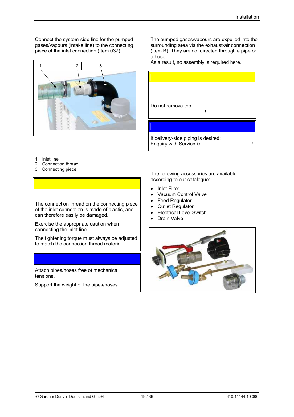 Caution, Notice | Elmo Rietschle L-BL2 User Manual | Page 19 / 36