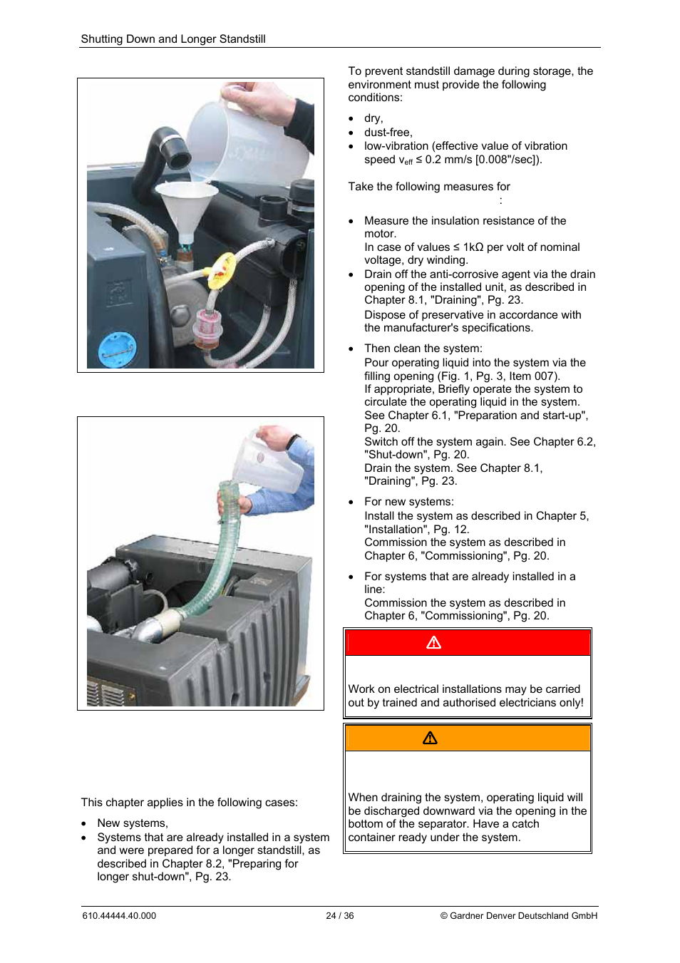 Danger, Warning | Elmo Rietschle L-BL2 User Manual | Page 24 / 36