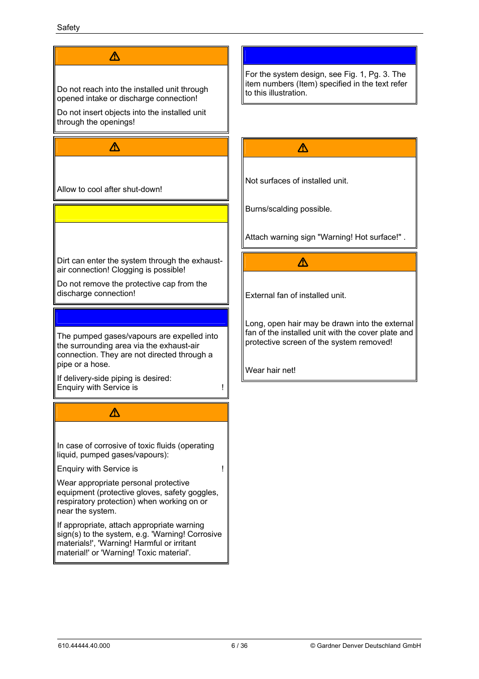 Warning, Caution, Notice | Elmo Rietschle L-BL2 User Manual | Page 6 / 36