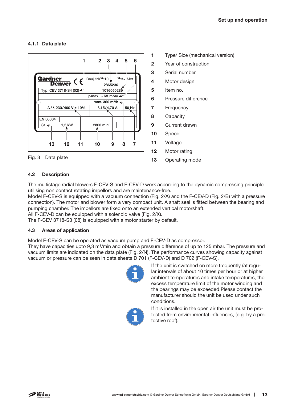 Elmo Rietschle F-CEV-D User Manual | Page 13 / 26