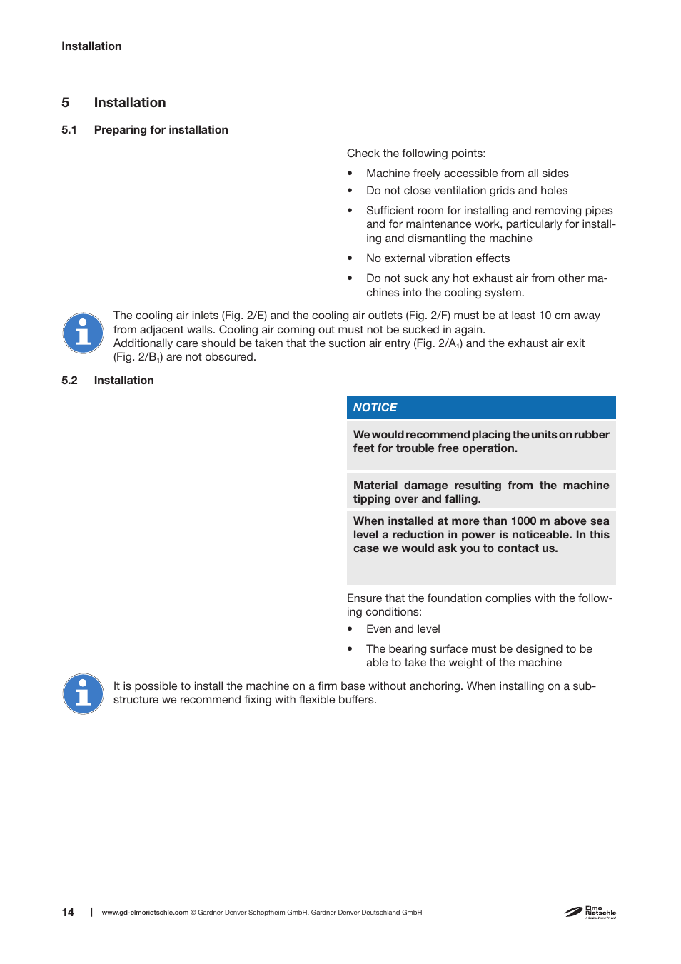 5 installation | Elmo Rietschle F-CEV-D User Manual | Page 14 / 26
