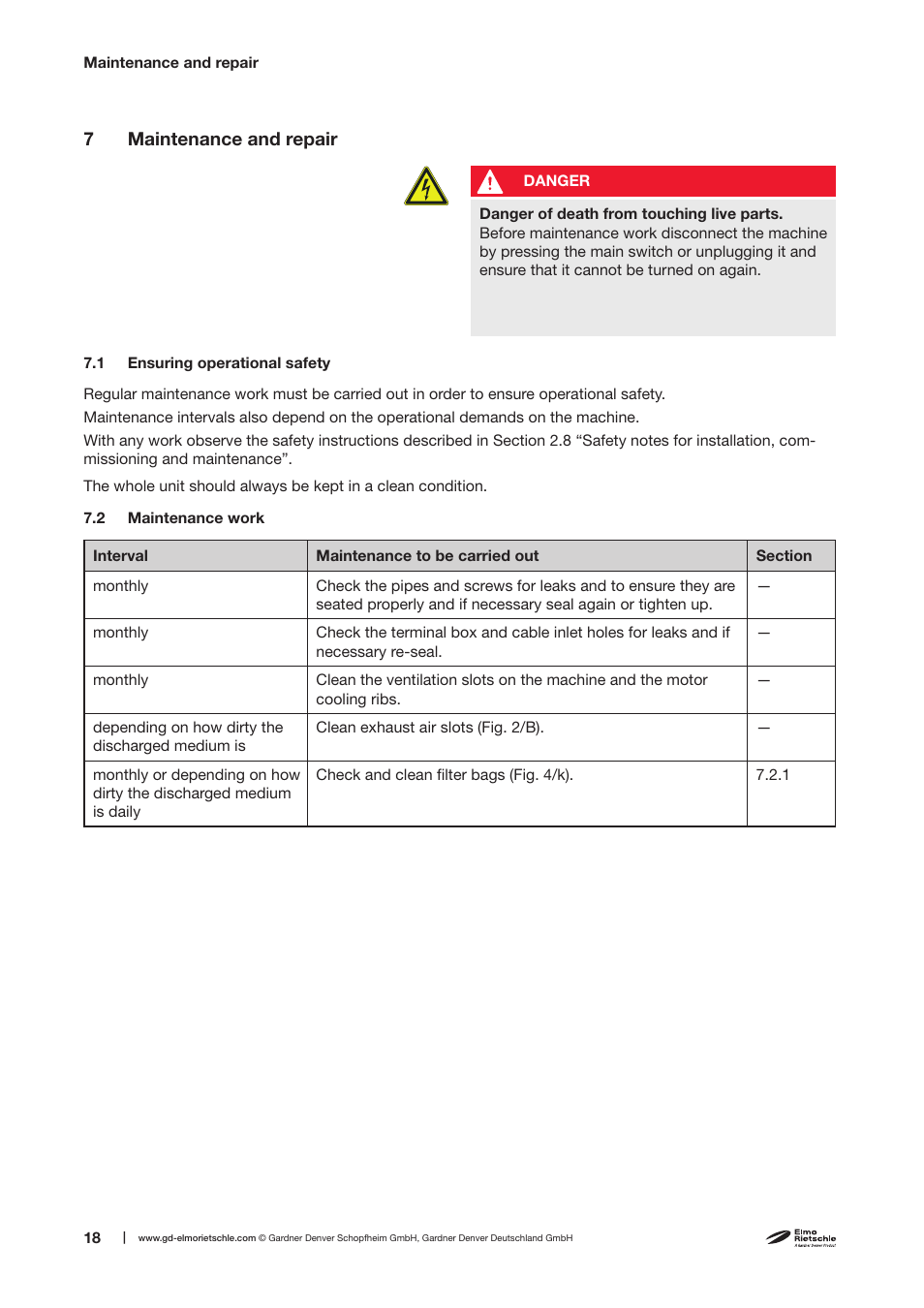 Elmo Rietschle F-CEVF (29),(30),(39) User Manual | Page 18 / 26