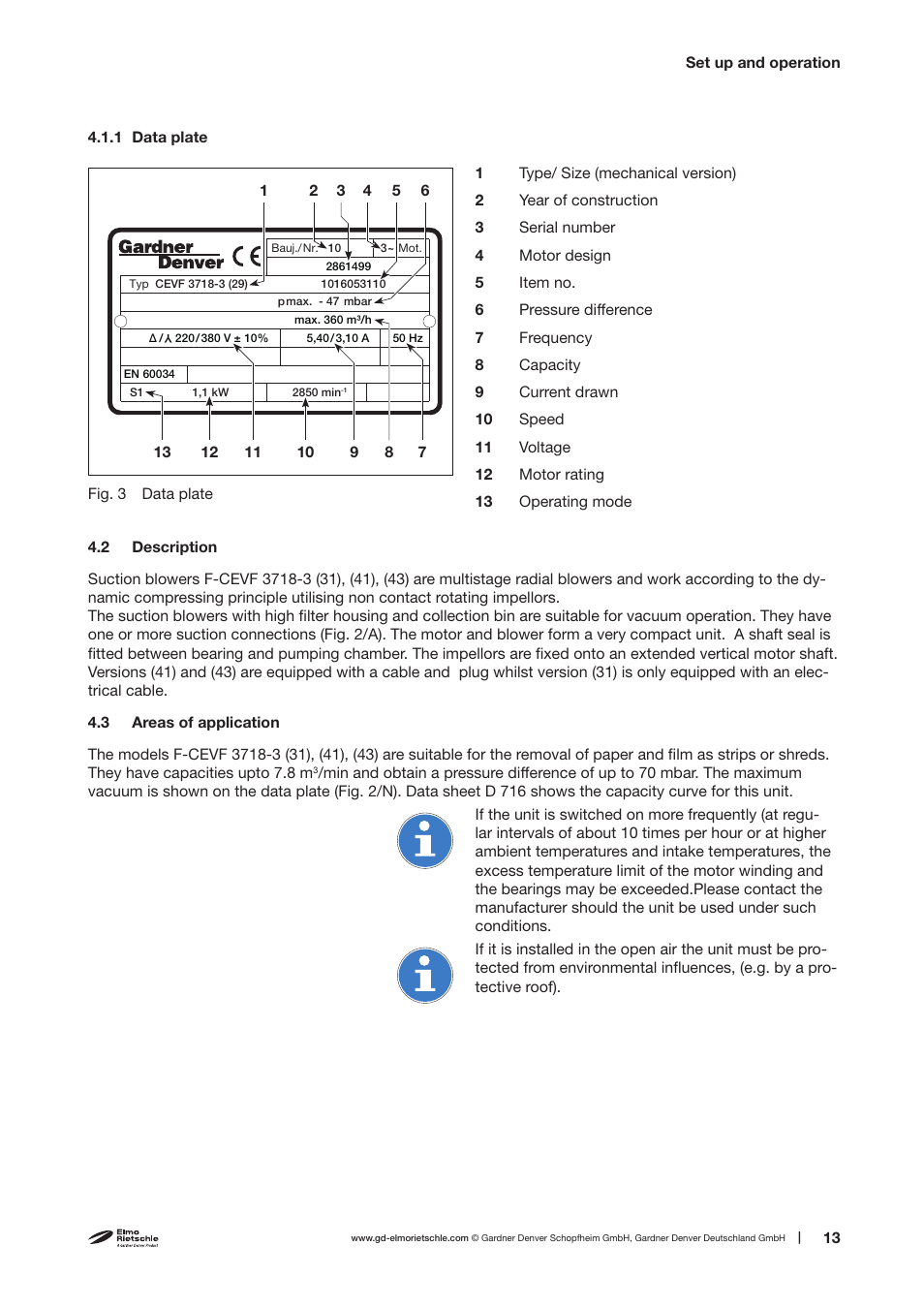 Elmo Rietschle F-CEVF (31),(41),(43) User Manual | Page 13 / 26