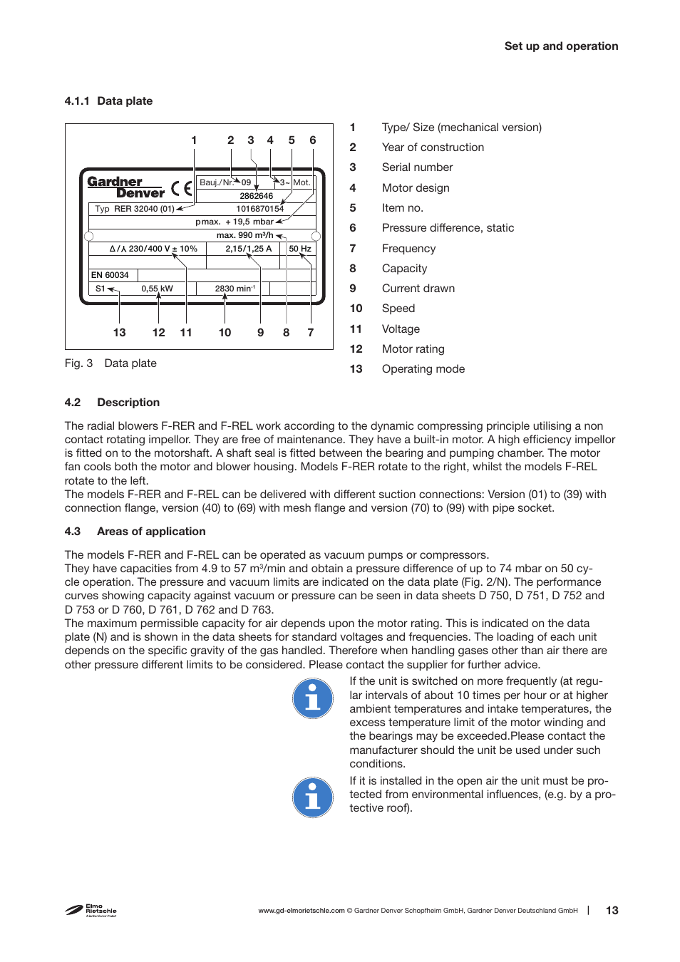 Elmo Rietschle F-REL User Manual | Page 13 / 28