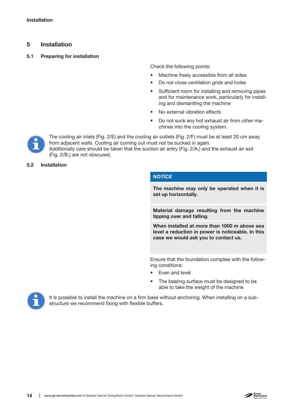 5 installation | Elmo Rietschle F-REL User Manual | Page 14 / 28