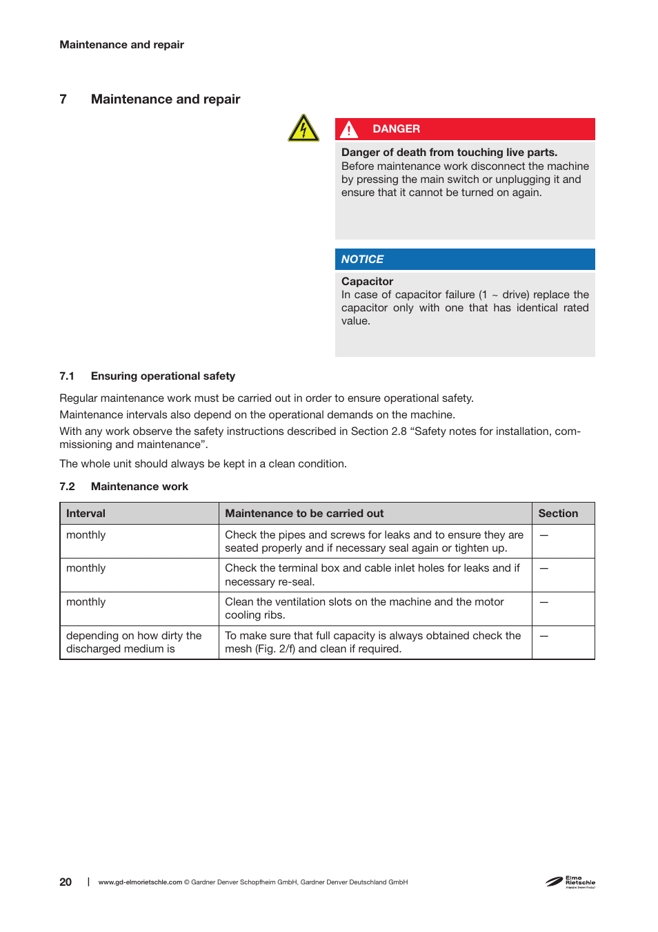 Elmo Rietschle F-REL User Manual | Page 20 / 28