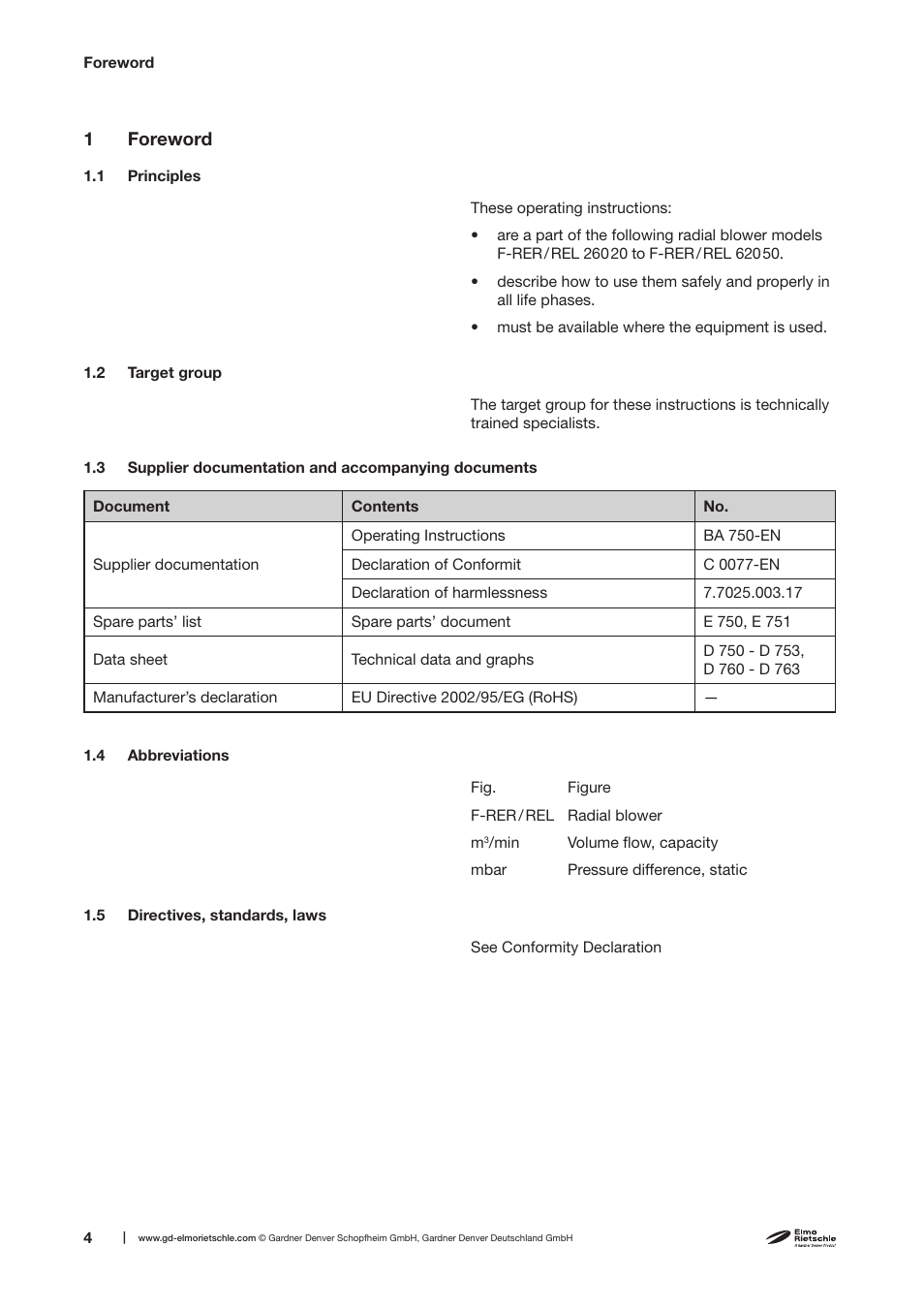 Elmo Rietschle F-REL User Manual | Page 4 / 28