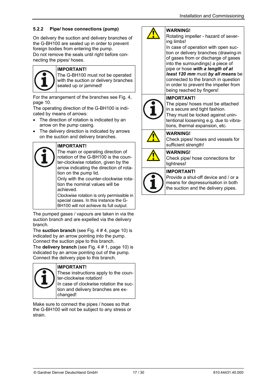 Elmo Rietschle G-BH10 User Manual | Page 17 / 30