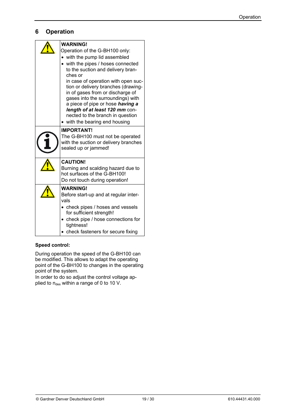 Elmo Rietschle G-BH10 User Manual | Page 19 / 30