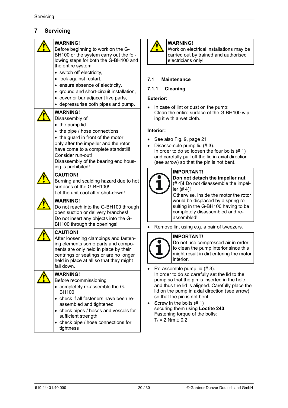 Elmo Rietschle G-BH10 User Manual | Page 20 / 30