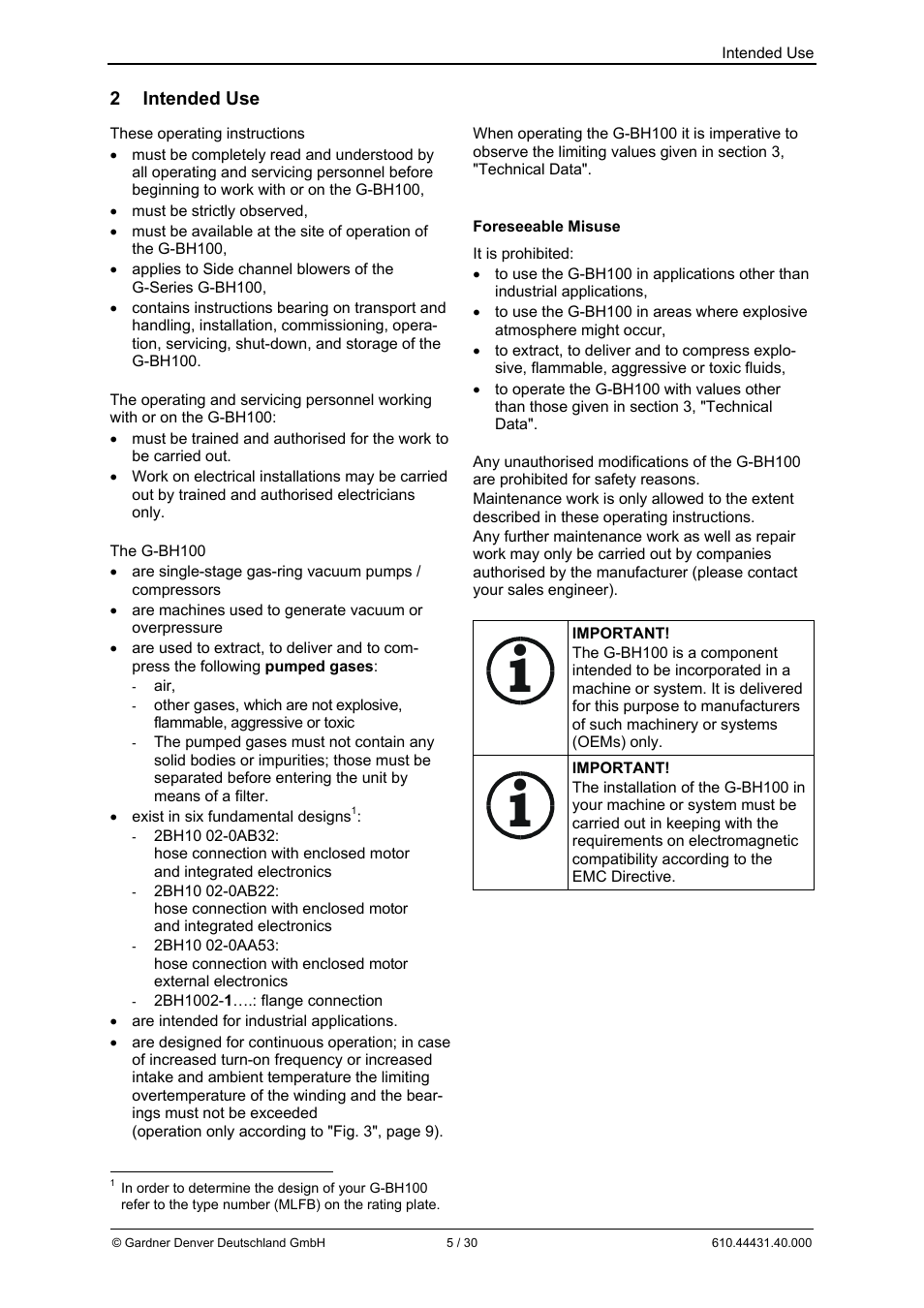 Elmo Rietschle G-BH10 User Manual | Page 5 / 30