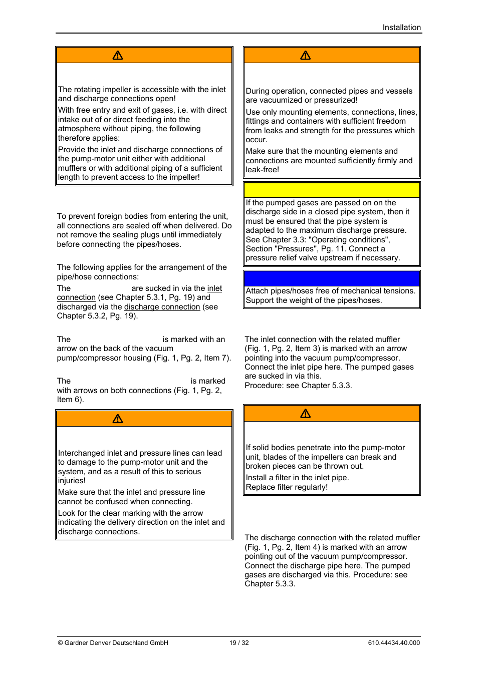 Warning, Caution, Notice | Elmo Rietschle G-BH9 User Manual | Page 19 / 32