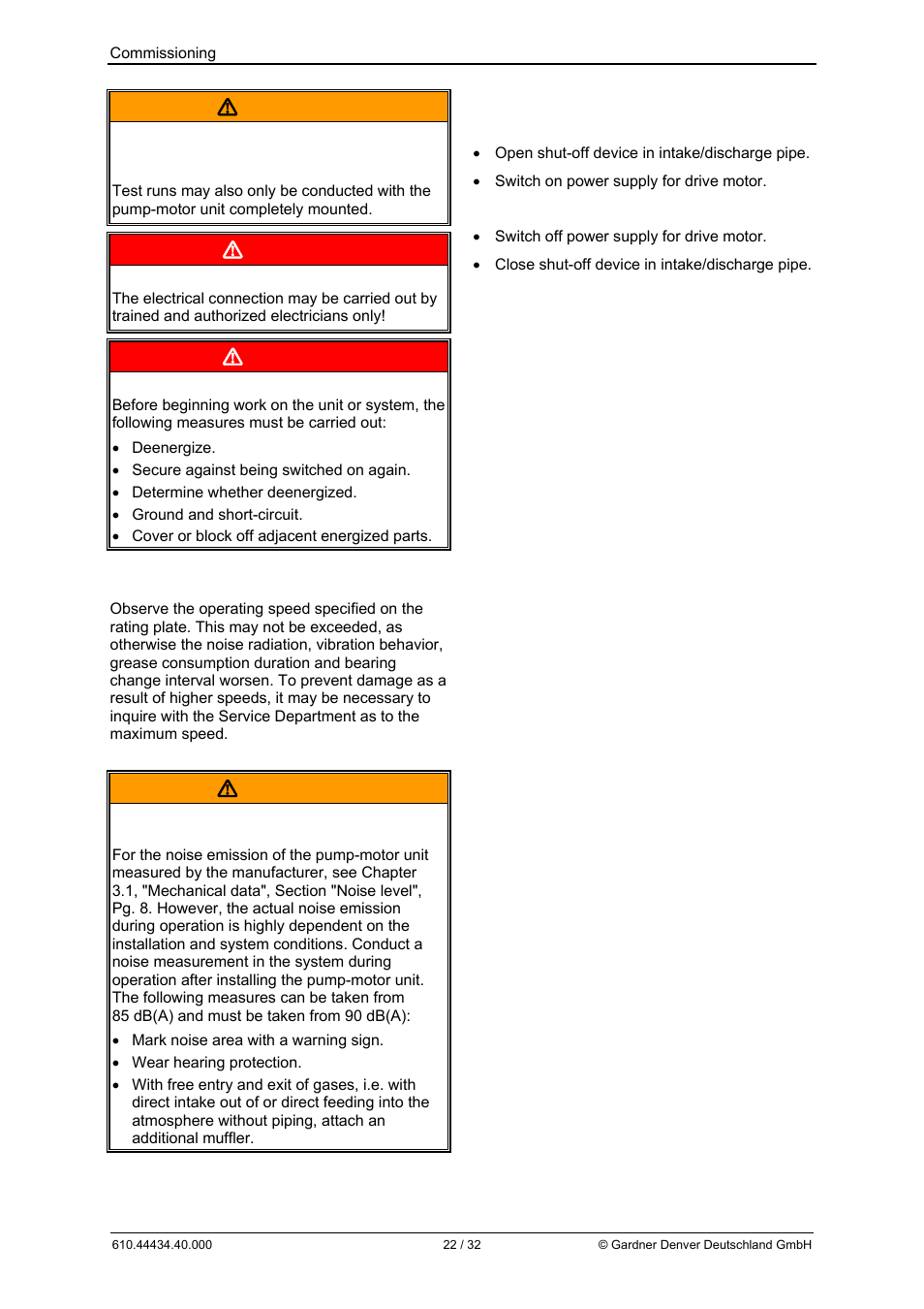 Warning, Danger | Elmo Rietschle G-BH9 User Manual | Page 22 / 32