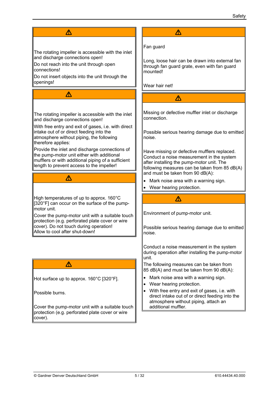 Warning | Elmo Rietschle G-BH9 User Manual | Page 5 / 32