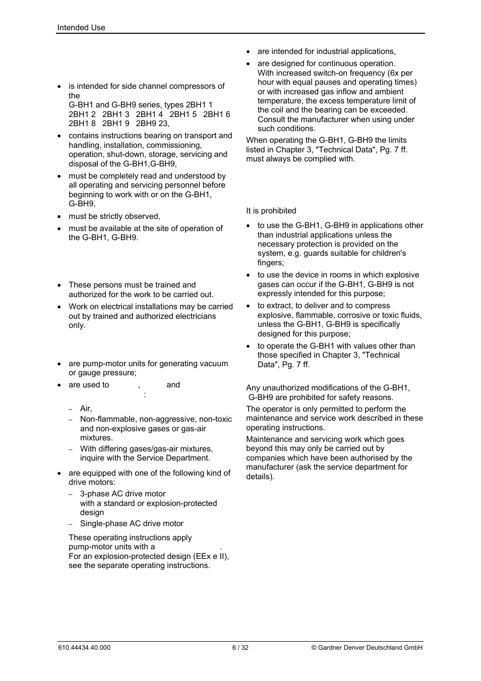 2 intended use | Elmo Rietschle G-BH9 User Manual | Page 6 / 32