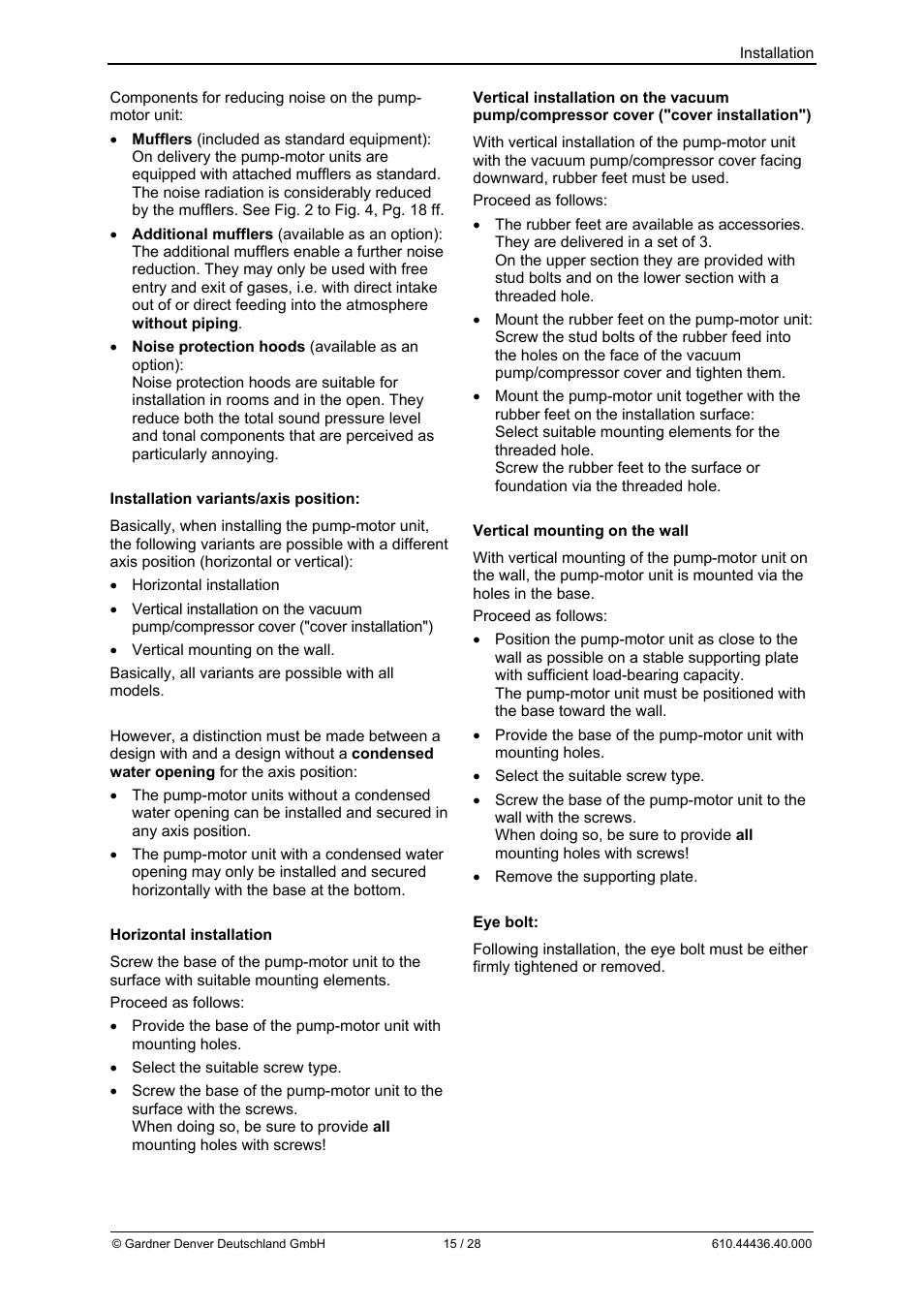 Elmo Rietschle G-BH7 Operating instructions User Manual | Page 15 / 28