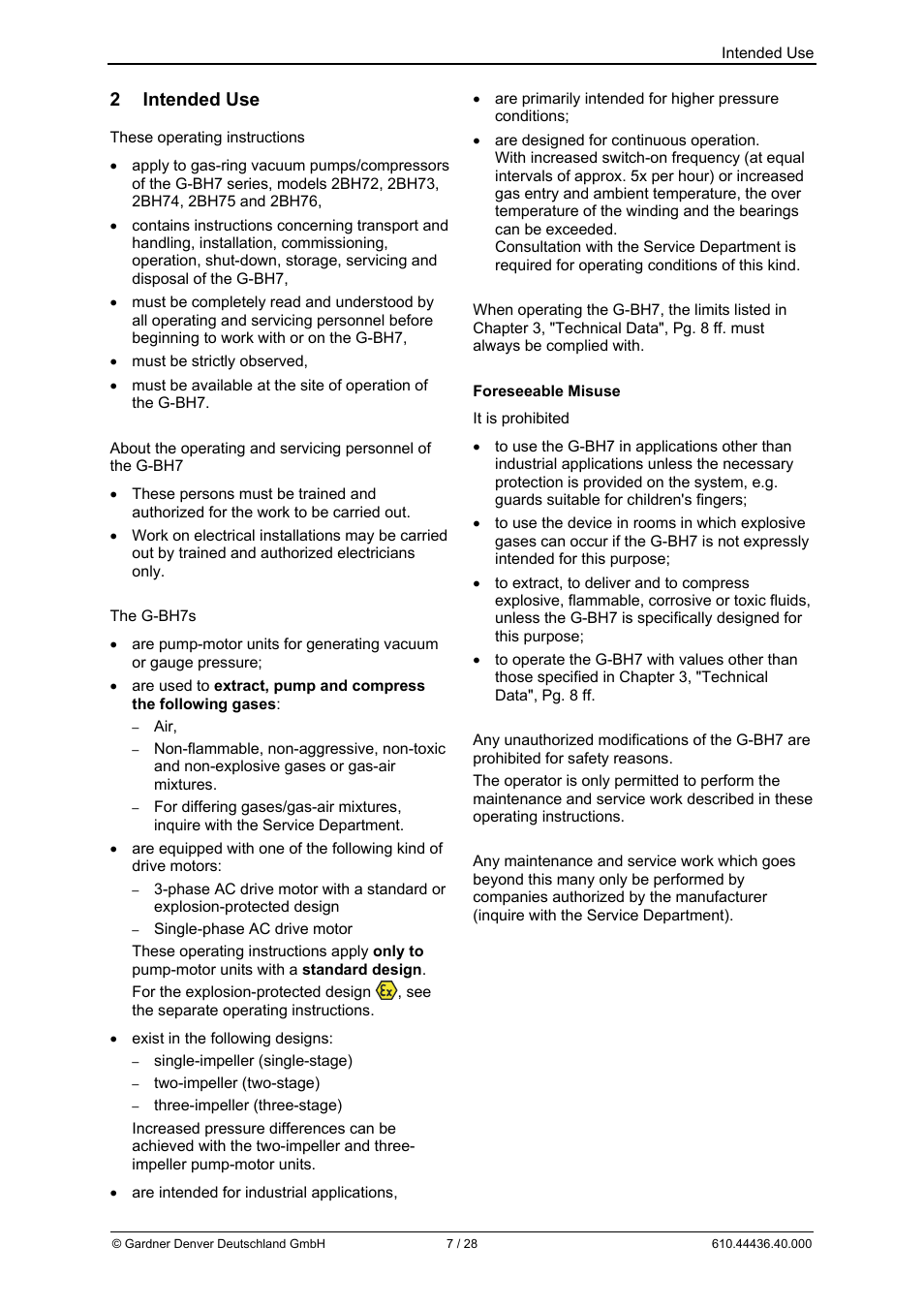2 intended use | Elmo Rietschle G-BH7 Operating instructions User Manual | Page 7 / 28