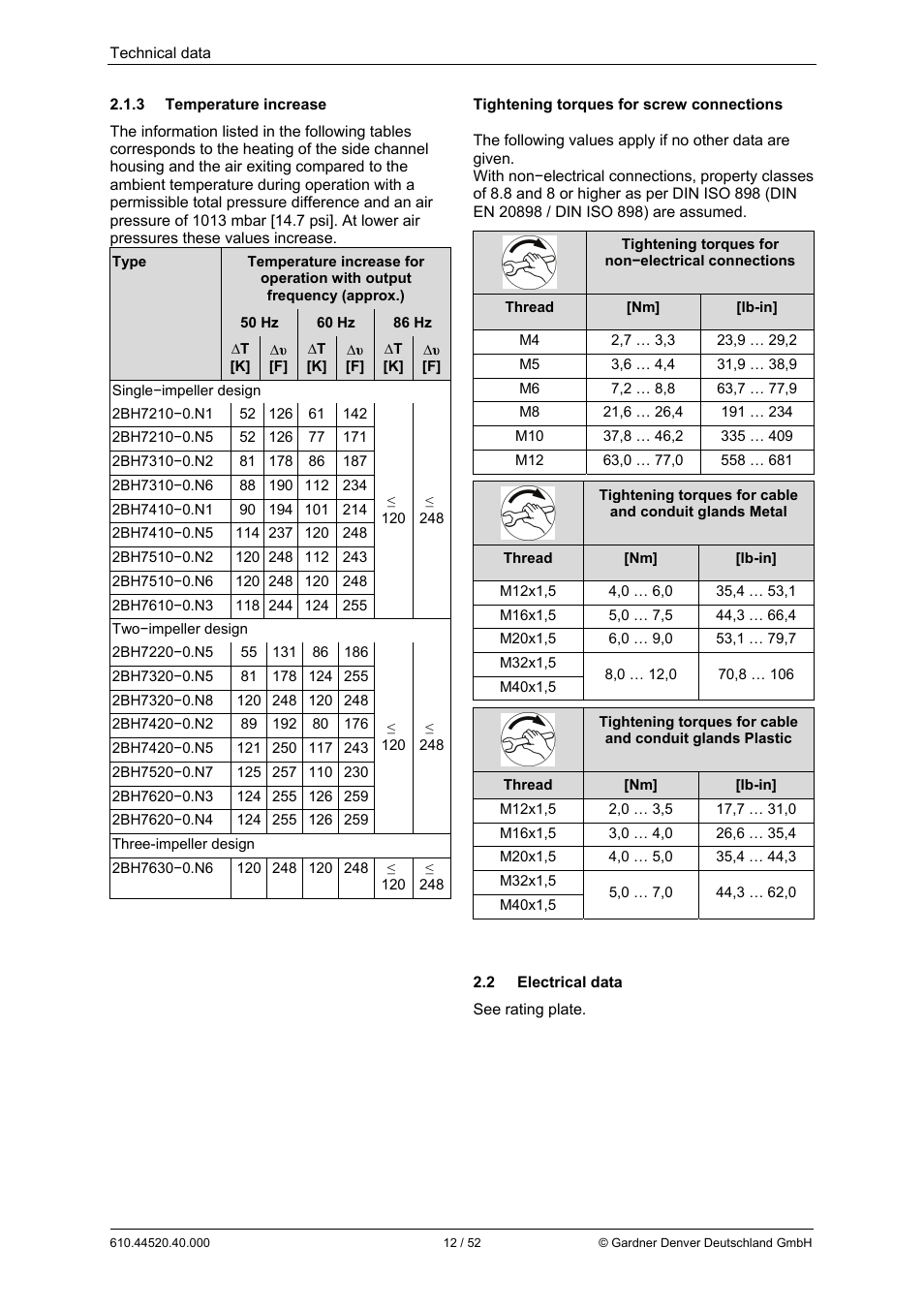 Elmo Rietschle G-BH7e User Manual | Page 12 / 52