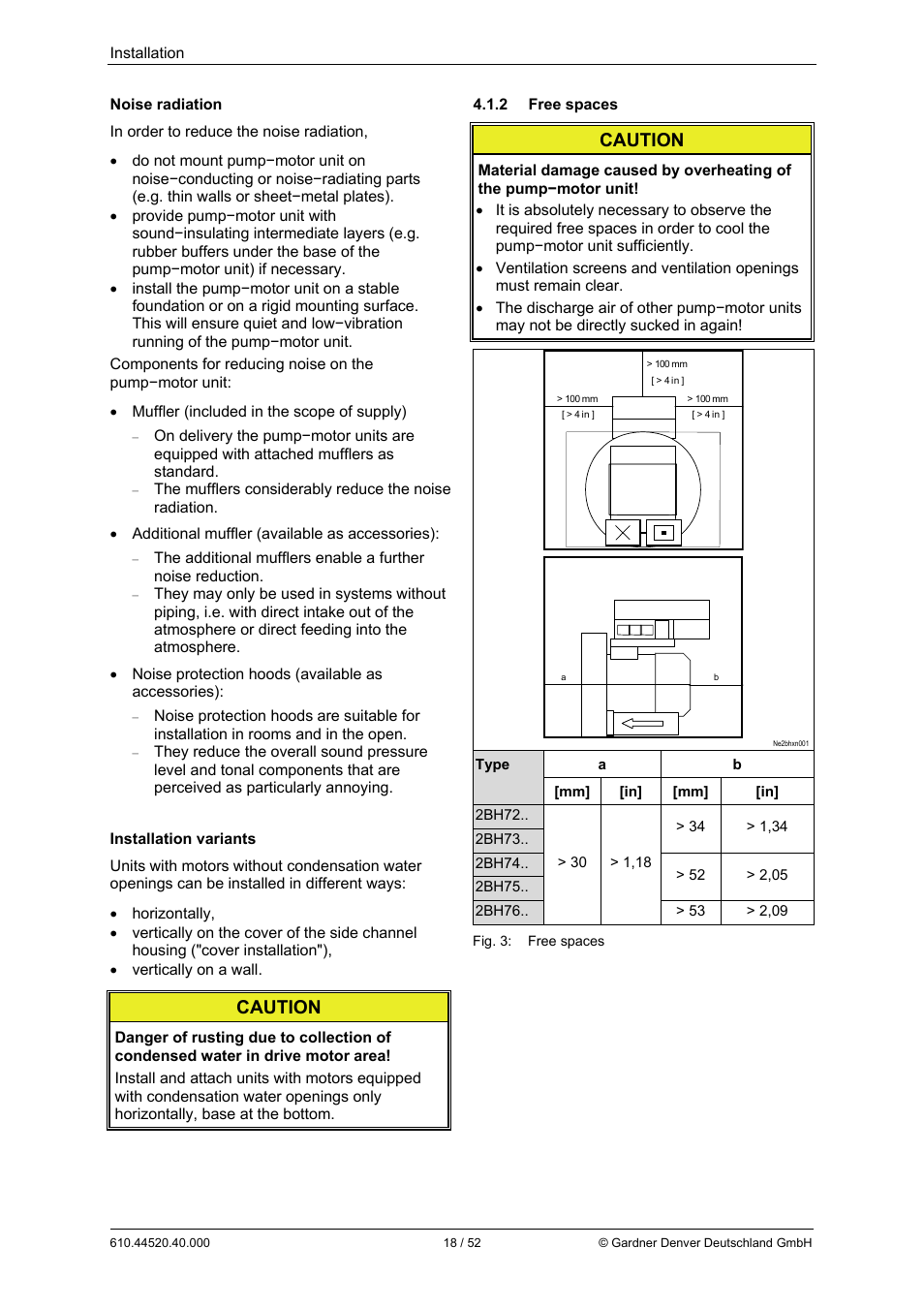 Caution | Elmo Rietschle G-BH7e User Manual | Page 18 / 52