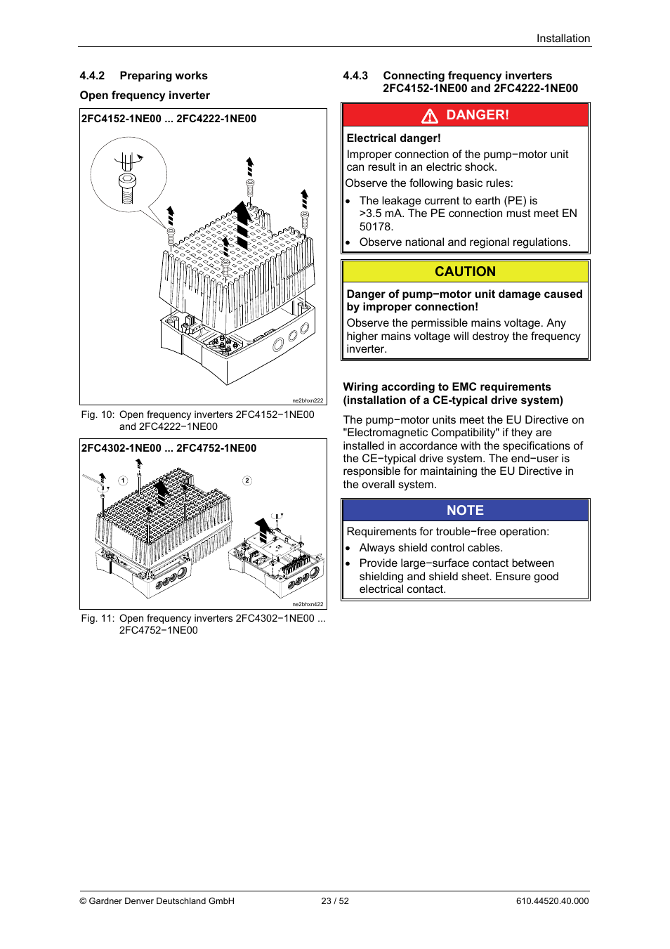 Danger, Caution | Elmo Rietschle G-BH7e User Manual | Page 23 / 52