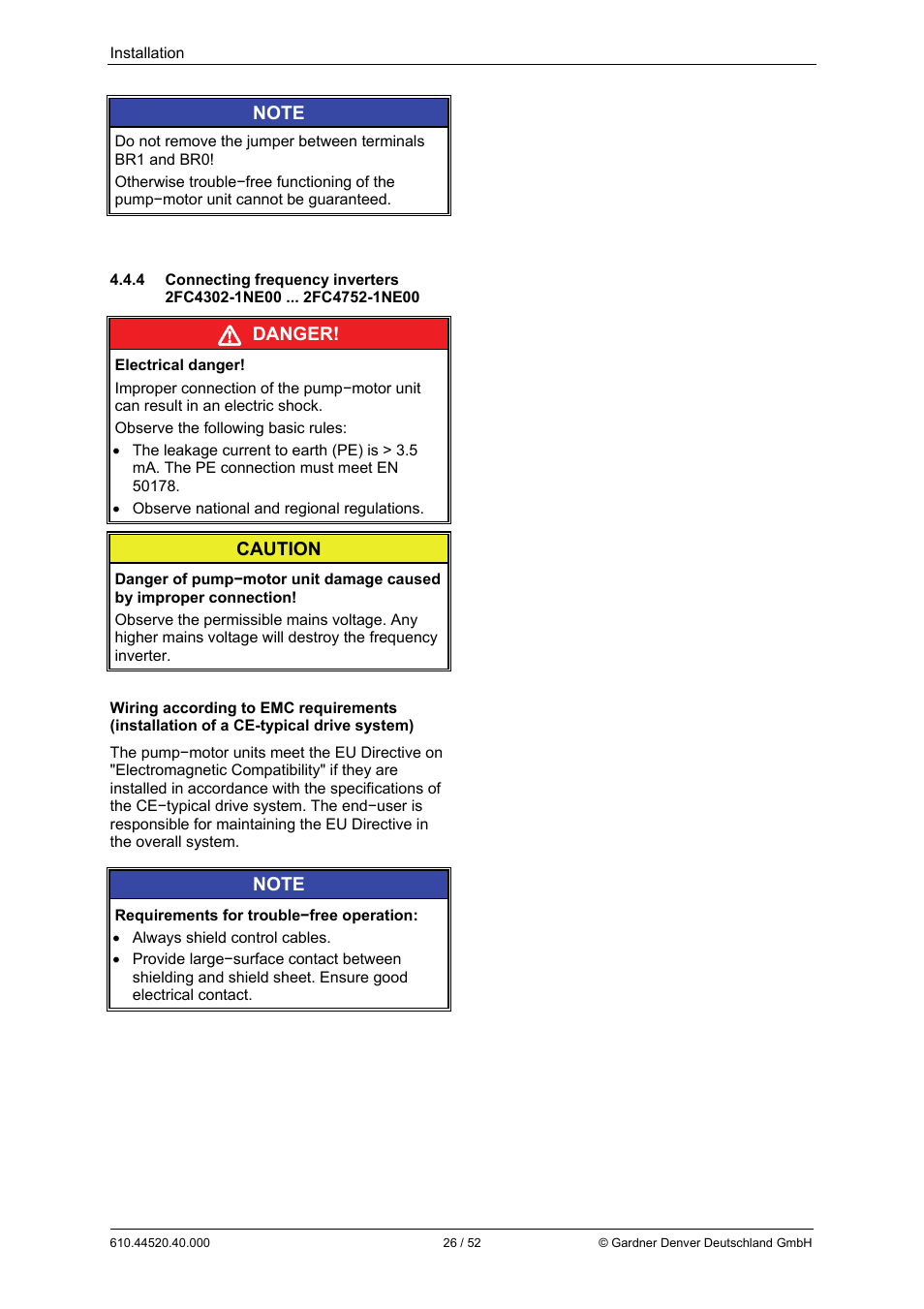 Danger, Caution | Elmo Rietschle G-BH7e User Manual | Page 26 / 52
