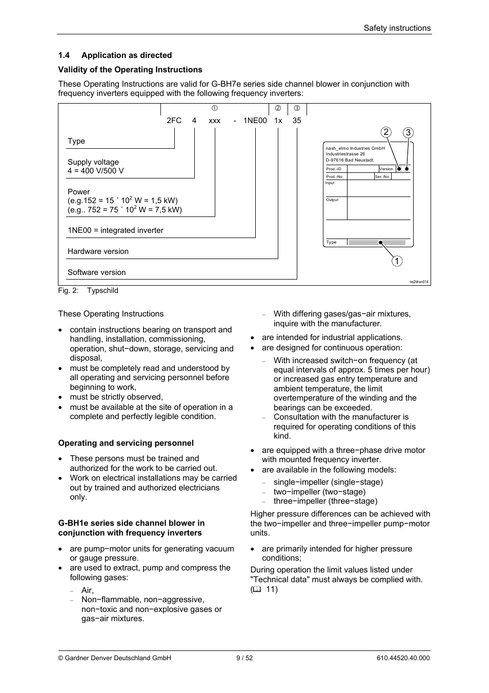 Single−impeller (single−stage), Two−impeller (two−stage) | Elmo Rietschle G-BH7e User Manual | Page 9 / 52