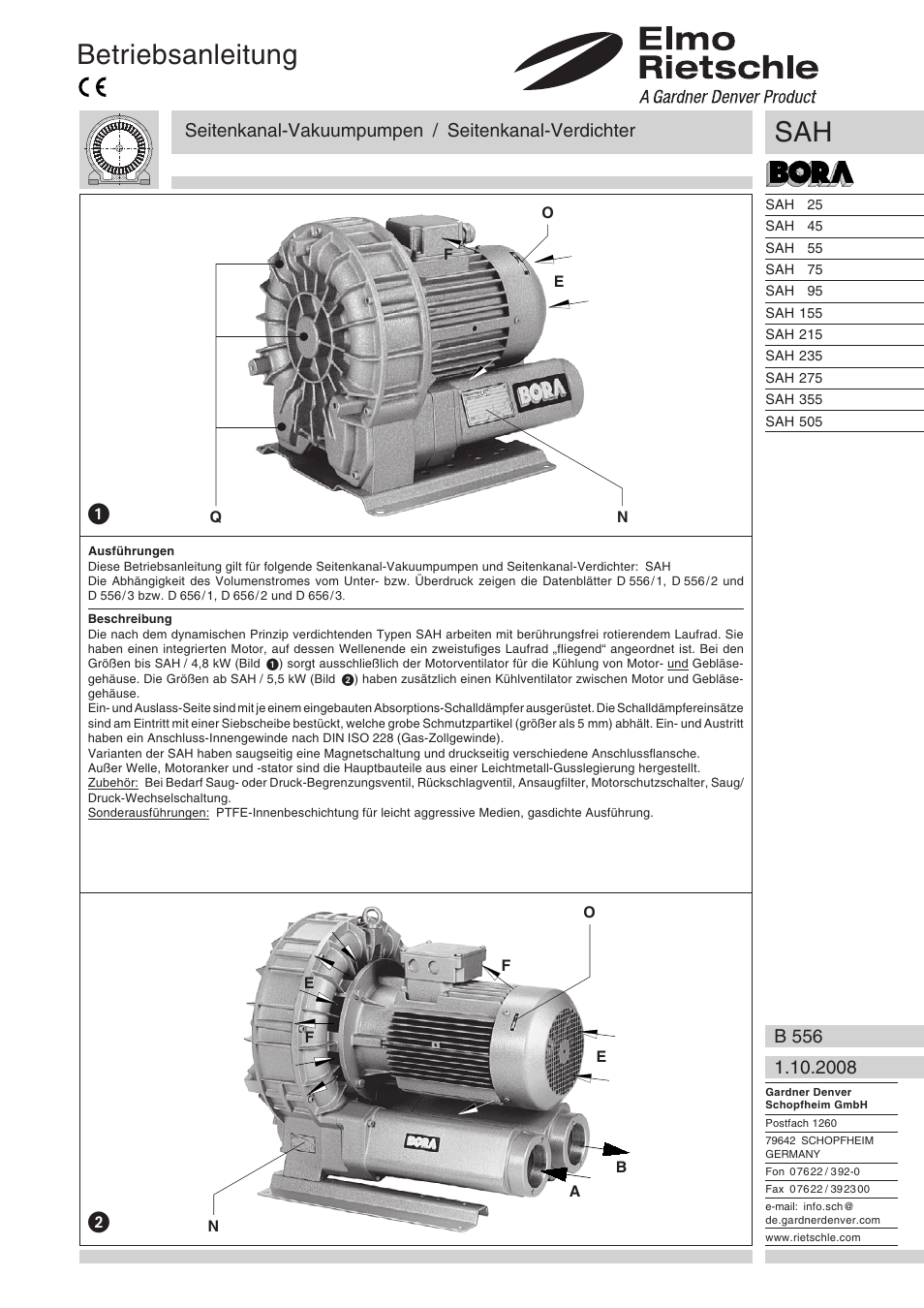 Elmo Rietschle G-SAH User Manual | 48 pages