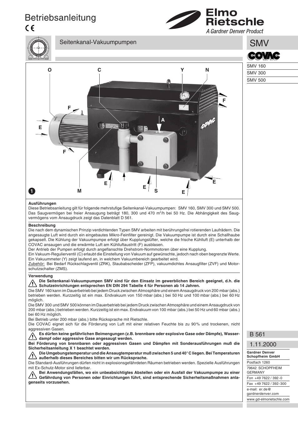 Elmo Rietschle G-SMV User Manual | 40 pages