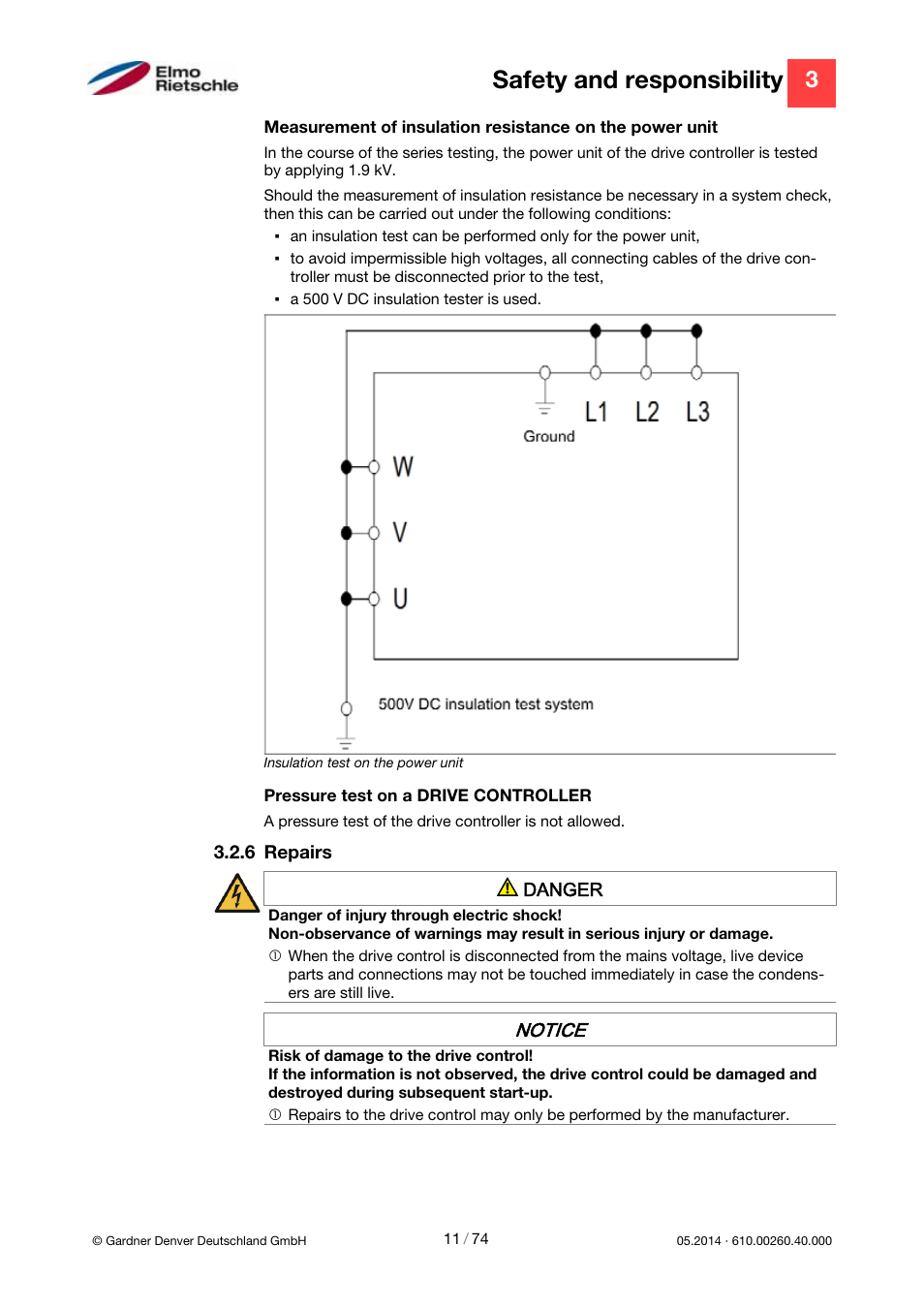 Safety and responsibility, Notice | Elmo Rietschle 2FC4...-1CB User Manual | Page 11 / 74