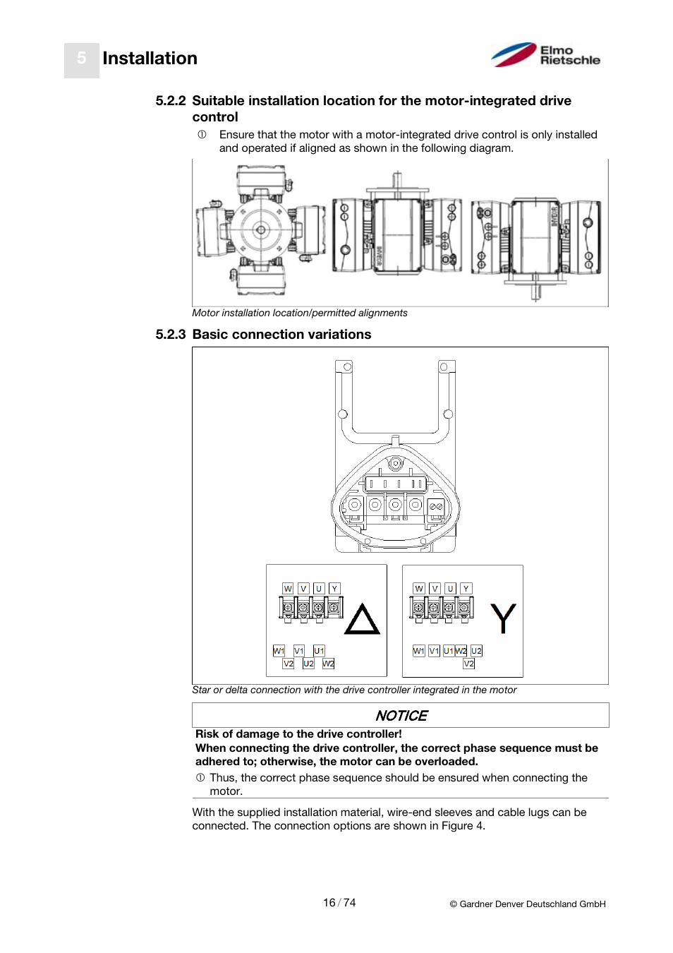 Installation, Notice | Elmo Rietschle 2FC4...-1CB User Manual | Page 16 / 74