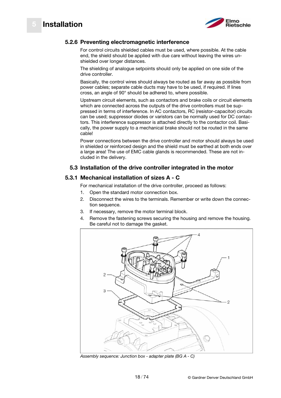 Installation | Elmo Rietschle 2FC4...-1CB User Manual | Page 18 / 74