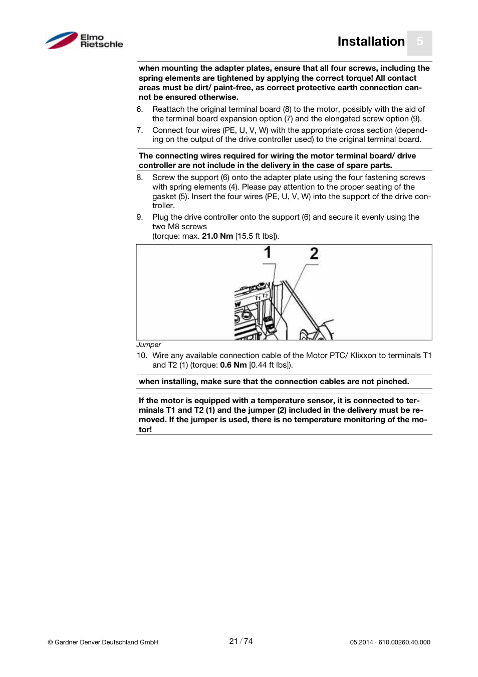 Installation | Elmo Rietschle 2FC4...-1CB User Manual | Page 21 / 74