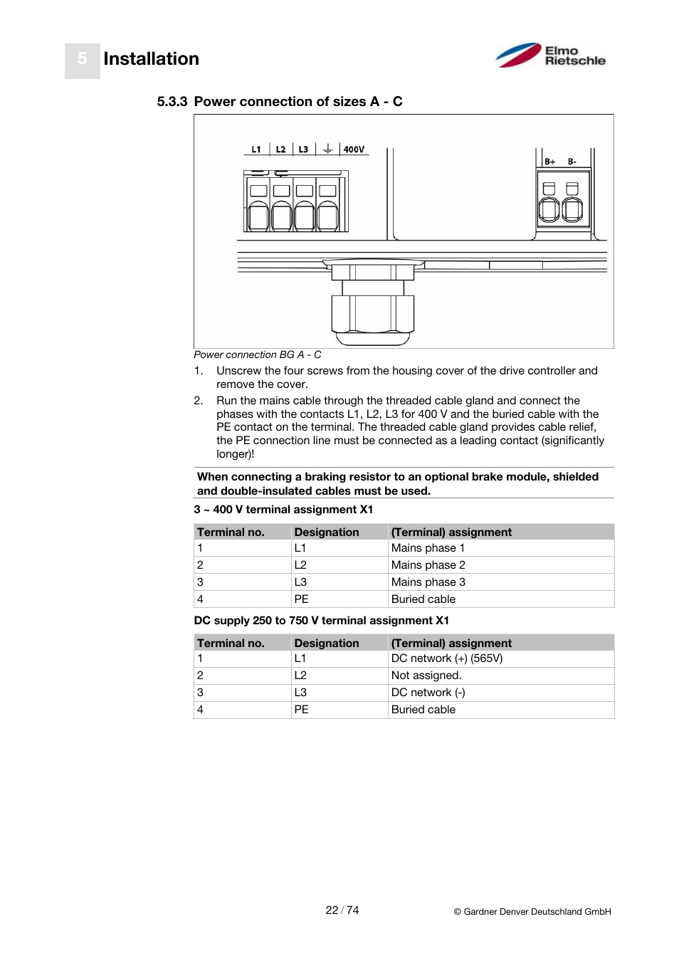 Installation | Elmo Rietschle 2FC4...-1CB User Manual | Page 22 / 74