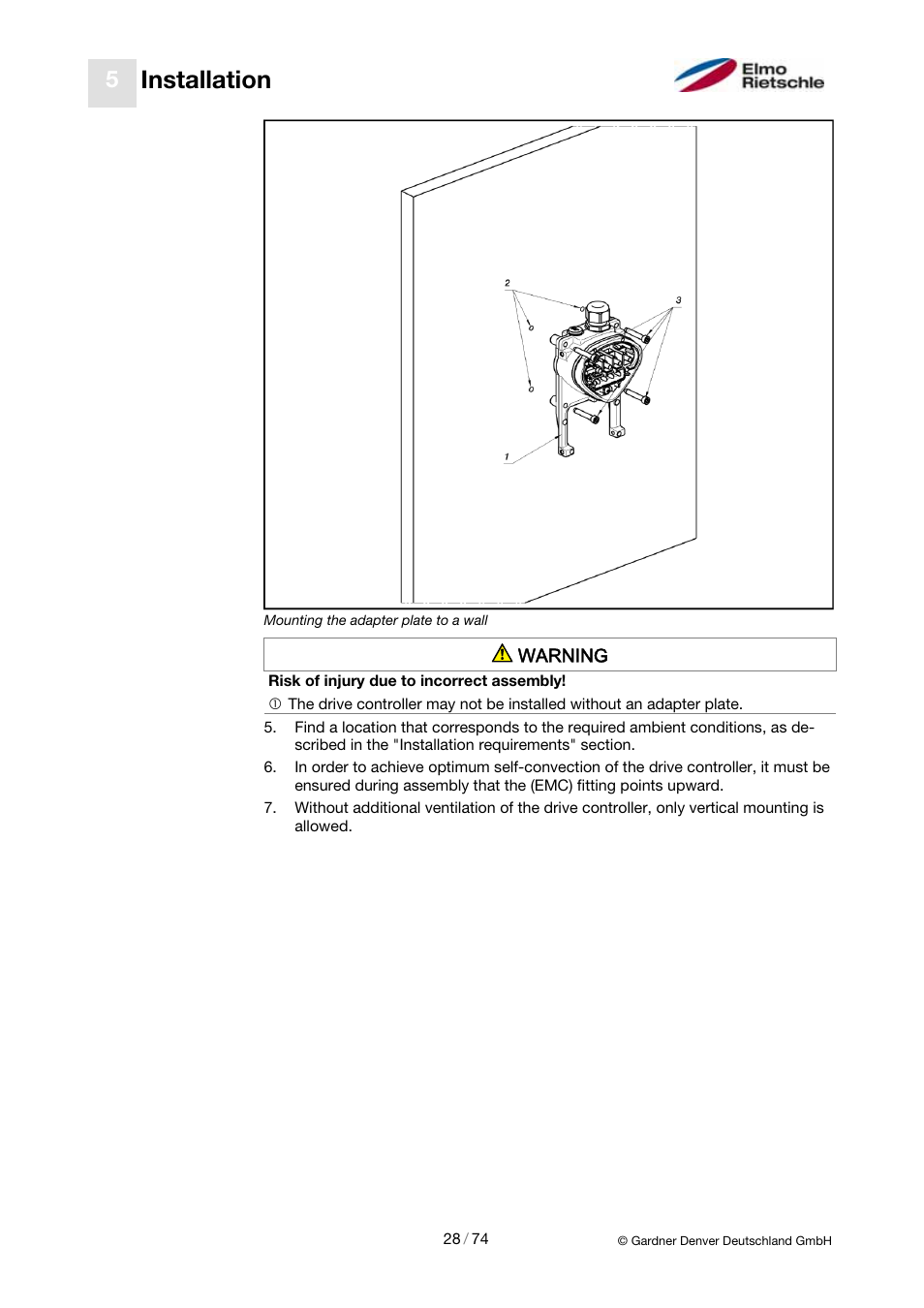 Installation | Elmo Rietschle 2FC4...-1CB User Manual | Page 28 / 74