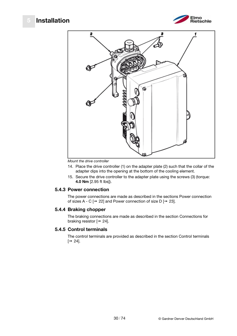 Installation | Elmo Rietschle 2FC4...-1CB User Manual | Page 30 / 74