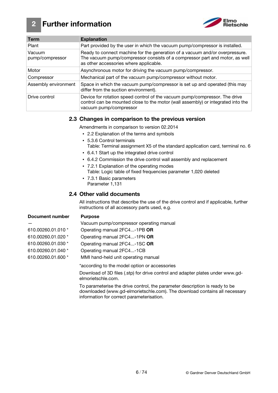 Further information | Elmo Rietschle 2FC4...-1CB User Manual | Page 6 / 74