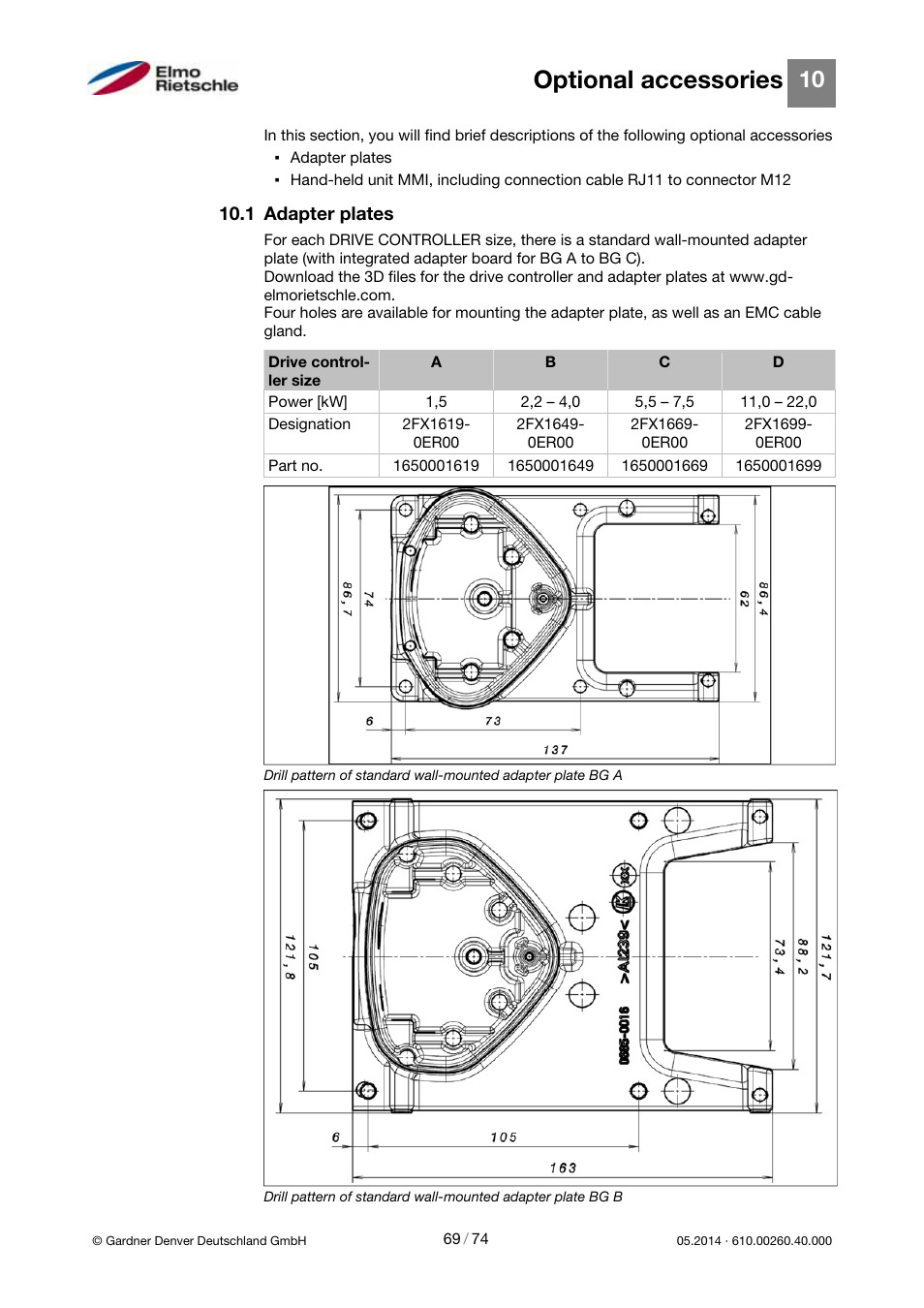 Optional accessories | Elmo Rietschle 2FC4...-1CB User Manual | Page 69 / 74