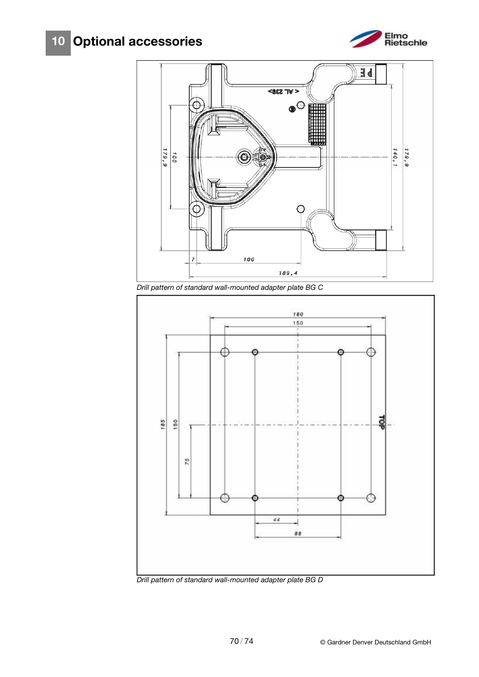 Optional accessories | Elmo Rietschle 2FC4...-1CB User Manual | Page 70 / 74