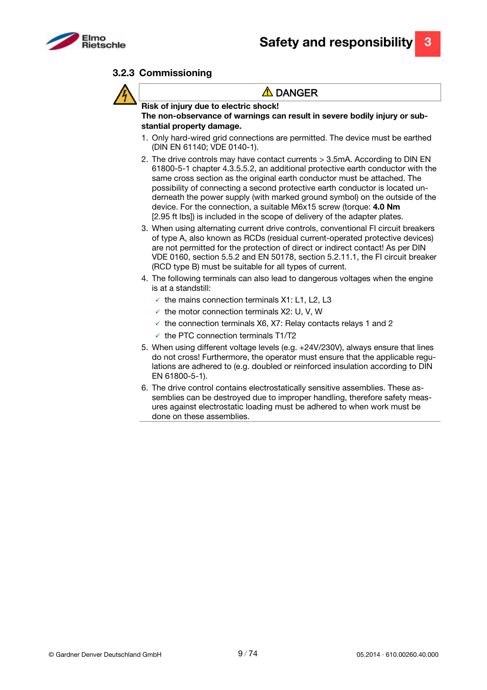 Safety and responsibility | Elmo Rietschle 2FC4...-1CB User Manual | Page 9 / 74