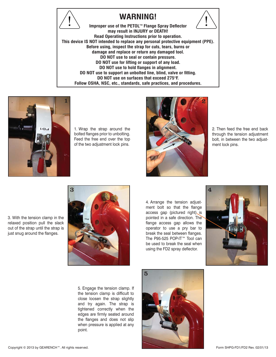 Warning | GEARENCH FD2 PETOL Flange Spray Deflector User Manual | Page 2 / 2